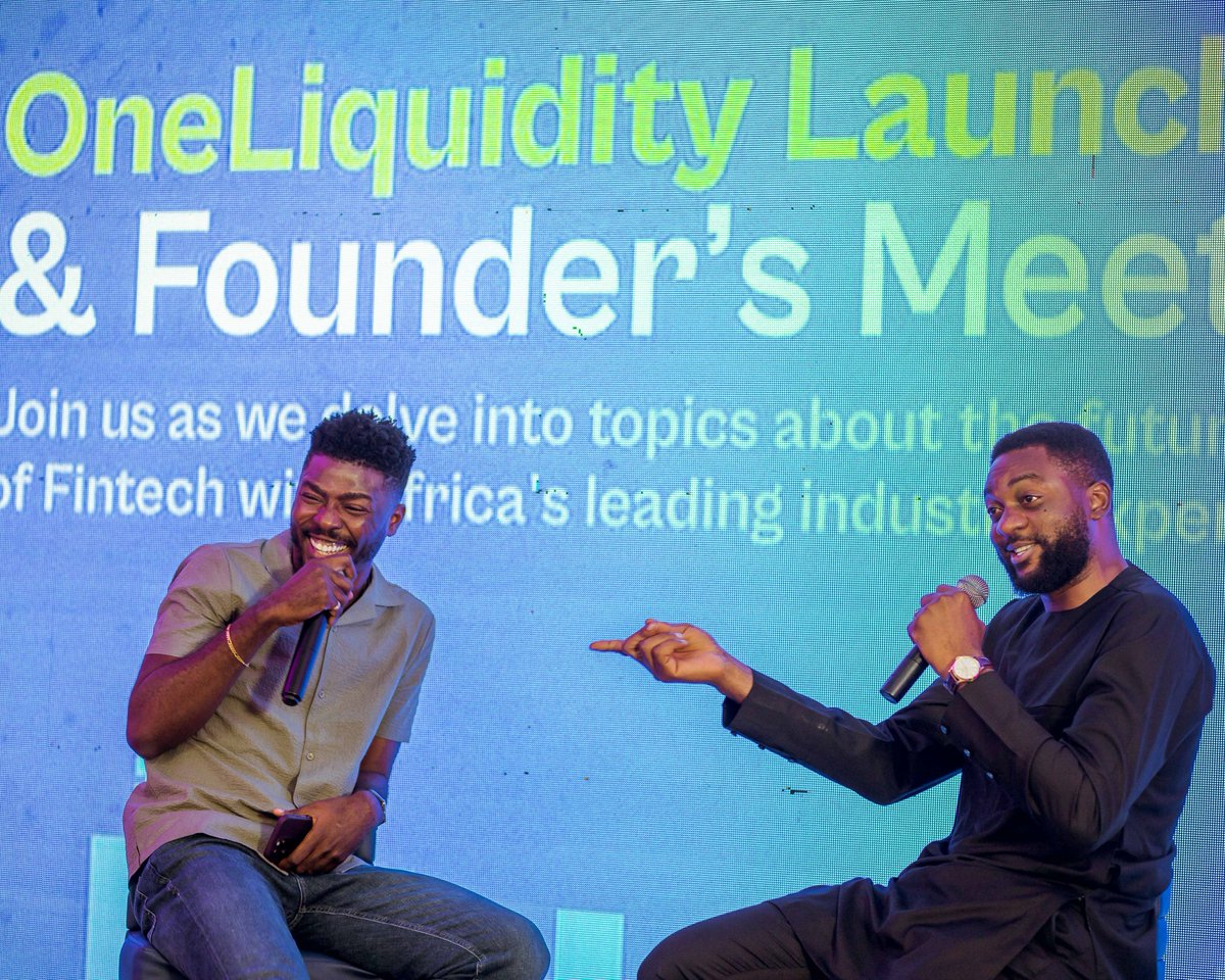 oneliquidityhq's tweet photo. Our host and one of our guests engaging in thought-provoking conversations at the Launch & Leaders Meet event 💡
#EventHighlights #EngagingConversations #oneliquidity https://t.co/jA6ZTOZKJ1