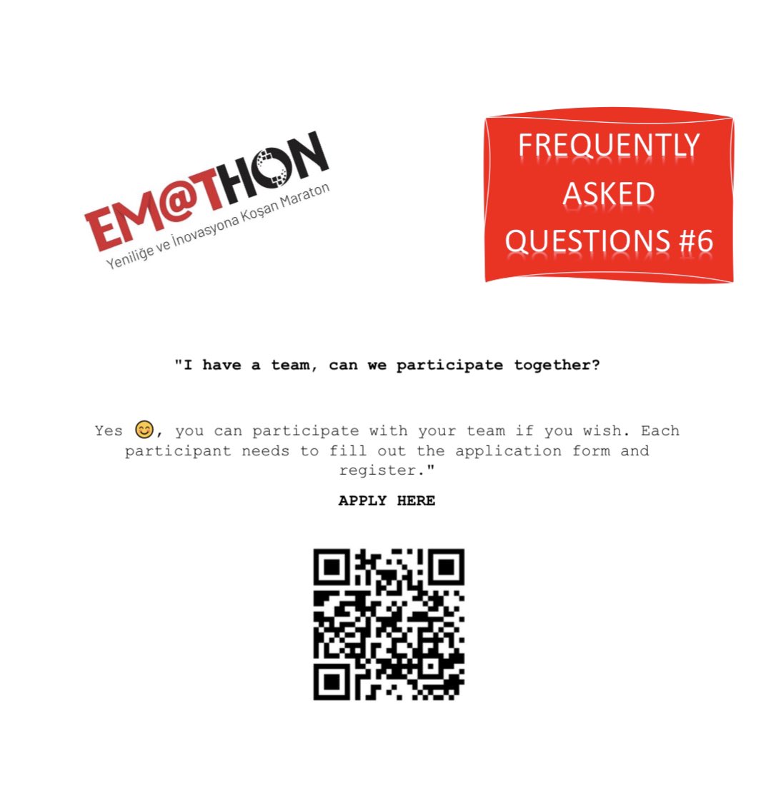 Sıkça Sorulan Sorular 6 (FAQ 6)

Ekibim var birlikte katılabilir miyiz?

I have a team, can we participate together?

Ayrıntılar için 👉🏻 eacem.org
Details 👉🏻 eacem.org/en

#EACEM2023 #AcilHayattır #EmergencyIsLife #TATDUS <a href="/tatdkongre/">TATD KONGRE</a>
<a href="/tatdus/">Илдус Айсин</a> <a href="/TrTATD/">Türkiye Acil Tıp Derneği - TATD (EMAT)</a>