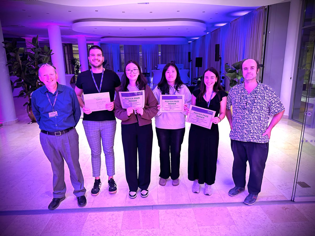 Fusion_Conf's tweet photo. Congratulations to our #CIDHD23 poster prize winners: Elizabeth Tse (University of Toronto), Stavroula Boukoura (Danish Cancer Society Research Center) and Yiseul Hwang (AJOU University). The winner of the @emboreports prize goes to Ivan Antičević (Ruđer Bošković Institute) 👏🎉 https://t.co/aSOP1l1i8U