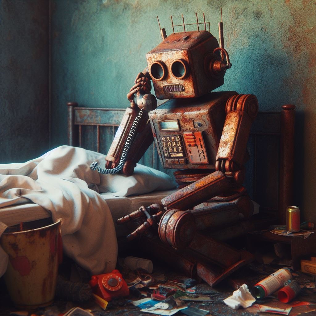 addict3d2findom's tweet image. Robots calling in sick to work. 🤖🤖🤖
#aiart #airobots #aisickday