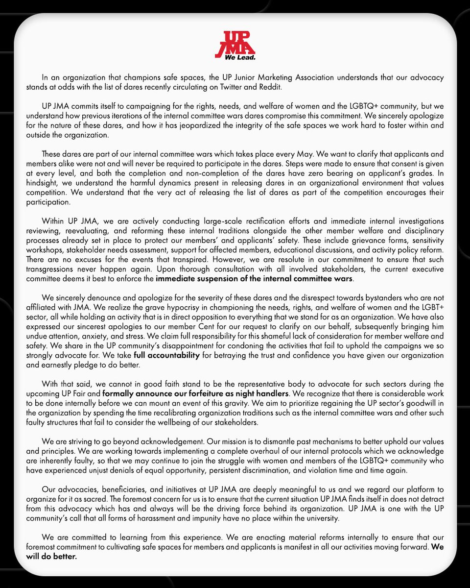 [OFFICIAL UP JMA STATEMENT]