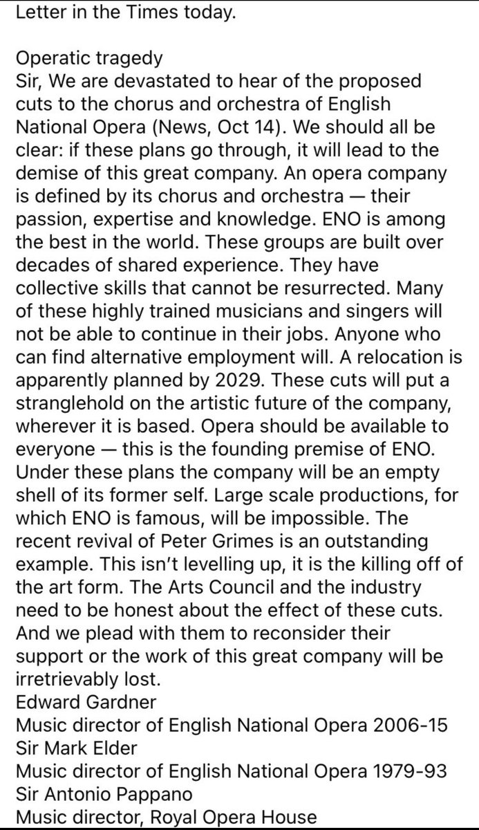 Fergus Macleod (@fergusmacleod) on Twitter photo There is one line in here that must NOT be lost. <a href="/E_N_O/">English National Opera</a> is among the best in the world. The orchestra and chorus are TRULY world leading as are the rest of the company. This will rip the sole out of our operatic landscape in the UK. We must ALL act. There is one line in here that must NOT be lost. <a href="/E_N_O/">English National Opera</a> is among the best in the world. The orchestra and chorus are TRULY world leading as are the rest of the company. This will rip the sole out of our operatic landscape in the UK. We must ALL act.