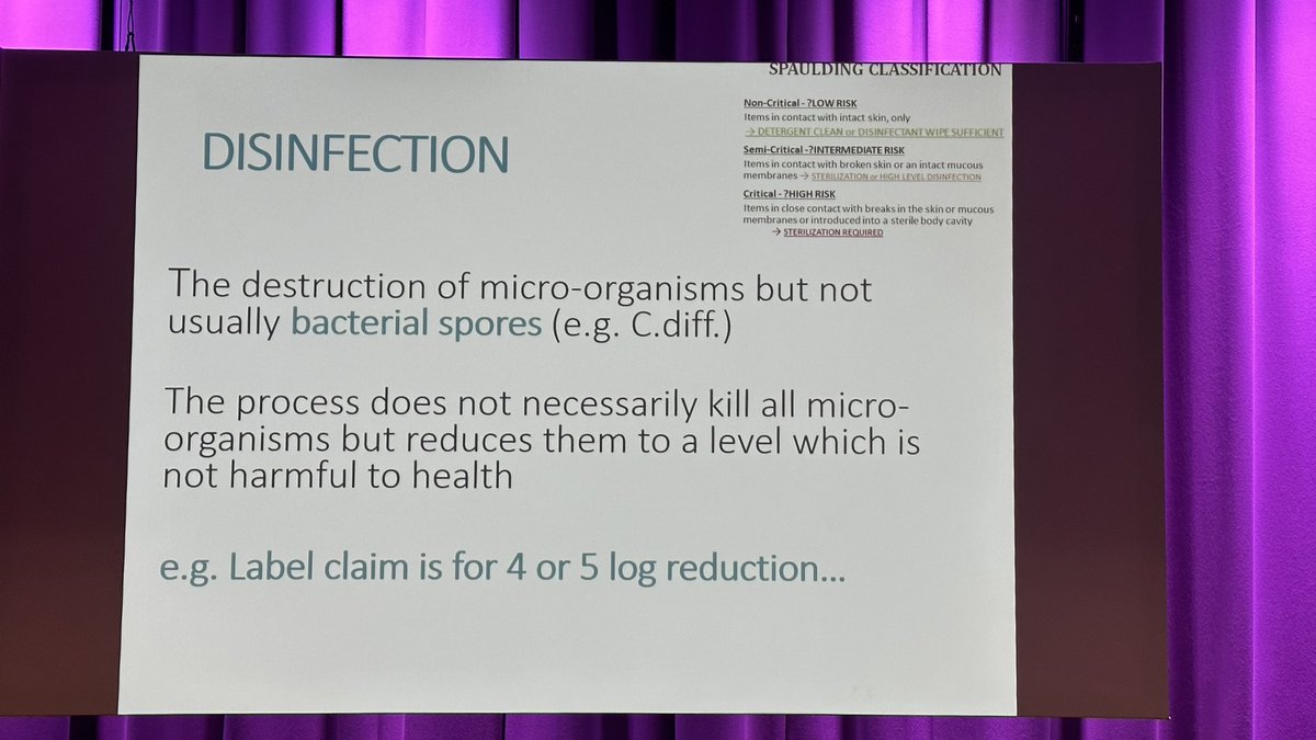 IPS_Infection's tweet photo. Karen Staniforth talking sterilisation, cleaning and disinfection. EN tests, contact times - know your risks and your products - ask the manufacturer about the medical testing #Ip2023Conf https://t.co/1jphg1zO2y