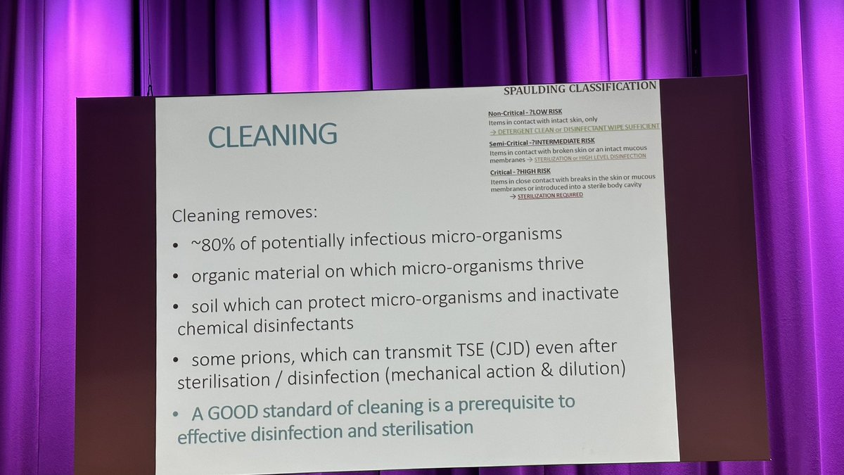 IPS_Infection's tweet photo. Karen Staniforth talking sterilisation, cleaning and disinfection. EN tests, contact times - know your risks and your products - ask the manufacturer about the medical testing #Ip2023Conf https://t.co/1jphg1zO2y
