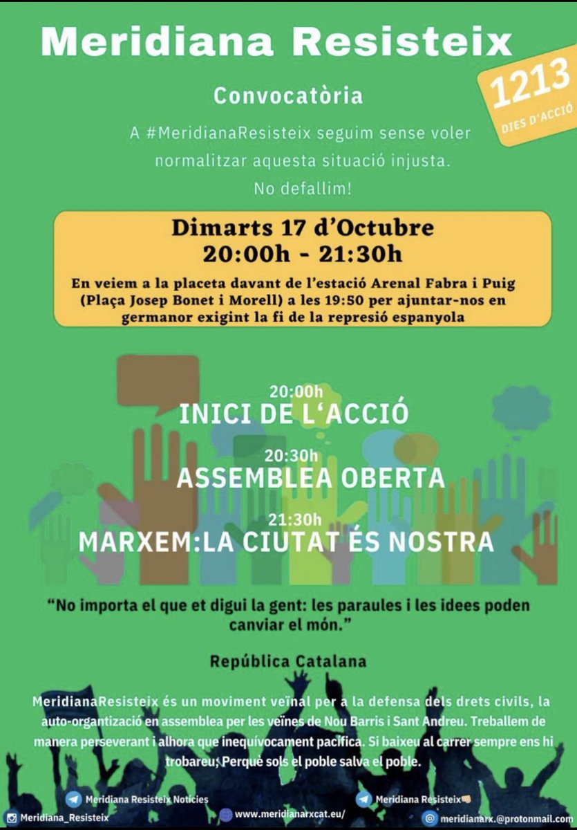 MeridianaResis1's tweet photo. Meridianes! Estem contentes de convocar-vos a una nova jornada combativa ! 👇

Avui, hi comptem amb totes per participar-hi, de nou, en la nostra assemblea setmanal. https://t.co/Ss9AxKA2P3