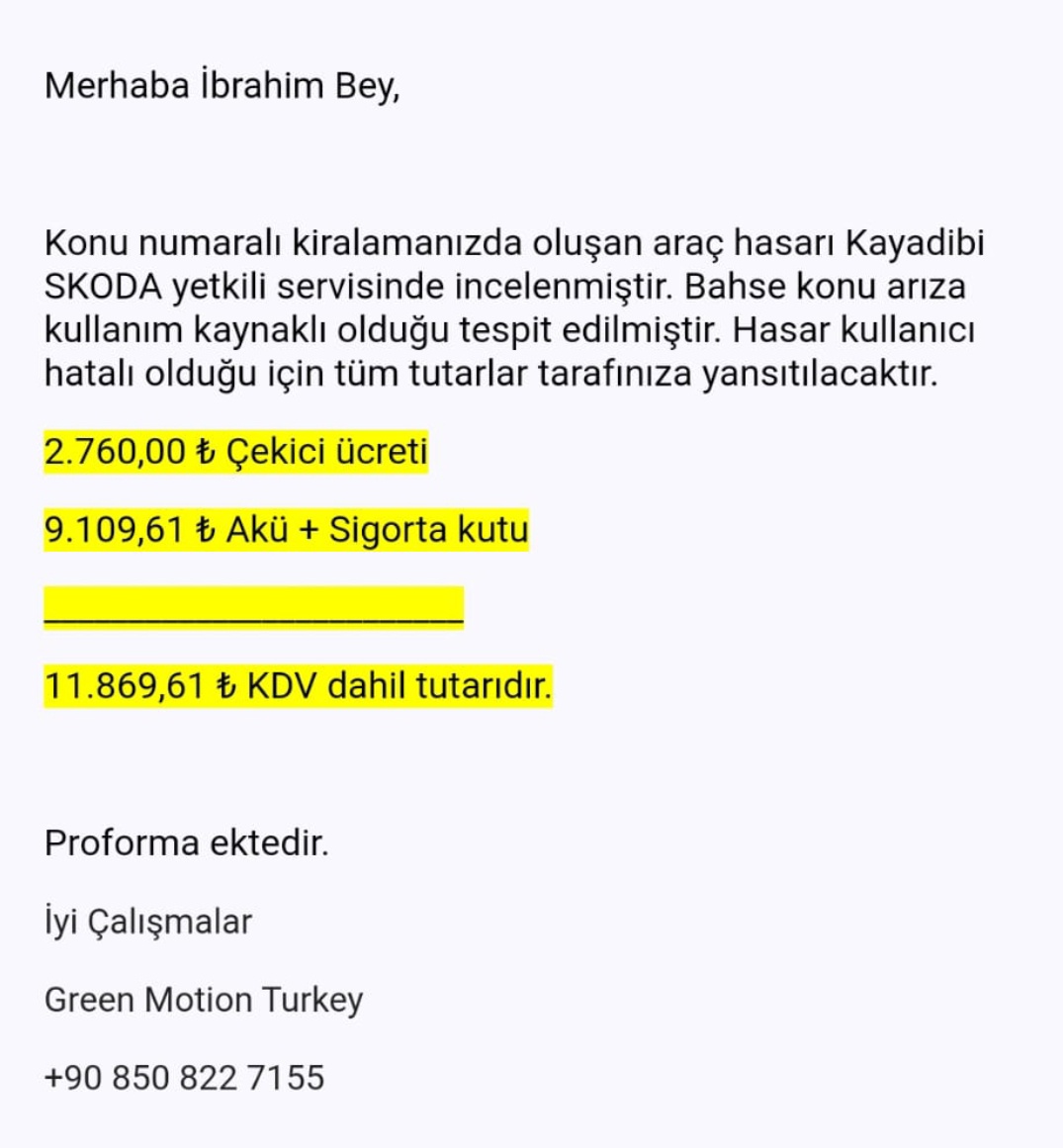 ibrahimyatrm's tweet photo. Geçen gün kiraladığım aracın aküsü bitti demiştim ya hani.  Onu da bana fatura etmişler. 

Ben nasıl aküyü bozabilirim? 8 aydır neredeyse 40'dan fazla araç kiraladım ilk defa mı kiralıyorum? Biz bu kaskoyu niye yaptırıyoruz her şeyi bize fatura edeceklerse?

@greenmotiontrk
@GreenMotion
