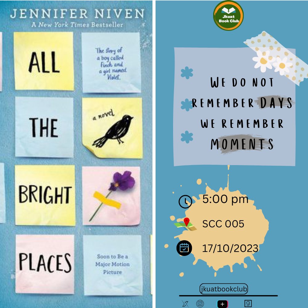 Join us for a lively discussion on the captivating novel #AllTheBrightPlaces! 🌸 We warmly invite you to a moderated session where we can delve into its profound themes. Let's share our thoughts and create a vibrant community of readers! 📖✨