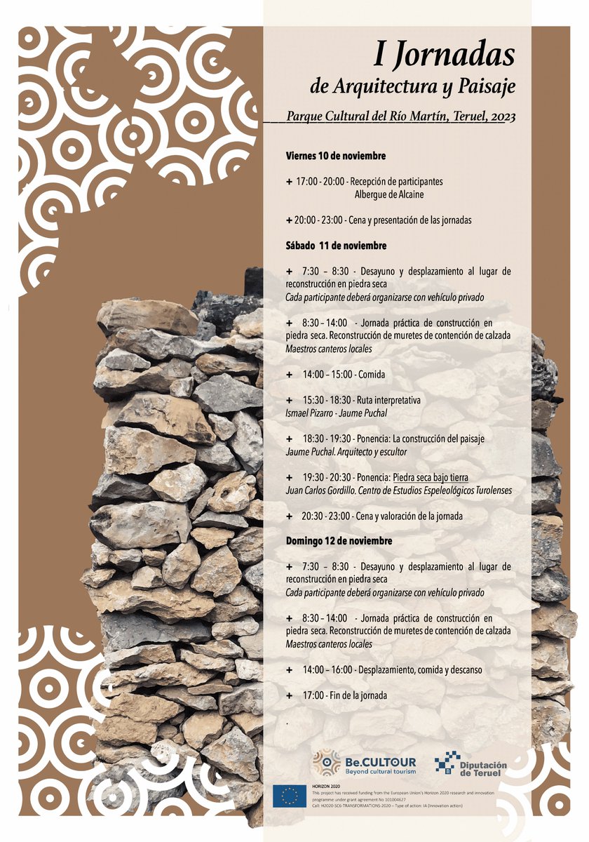 DPTeruel's tweet photo. FORMACIÓN 👷‍♀️ El programa europeo @BeCultour, que gestiona en España #DPT,  ha organizado las I Jornadas de Arquitectura y Paisaje en #Alcaine, con formación en la técnica constructiva de la piedra seca.

Dónde apuntarse 👉 https://t.co/WWG2EMp4DB

➕ INFO: https://t.co/xIswlDO4Pu https://t.co/ghfOdE4Kkz
