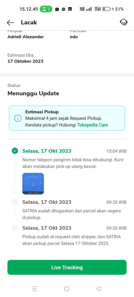 Alexandre_trg21's tweet photo. Kapok nge aktif kan kurir @anteraja_id sameday . Paket sudah siap dari pagi tau² buat alasan yang menyudutkan penjual.padahal tidak ada dihubungi. Dibantu 
@TokopediaCare @tokopedia https://t.co/xKvp6lTKwp