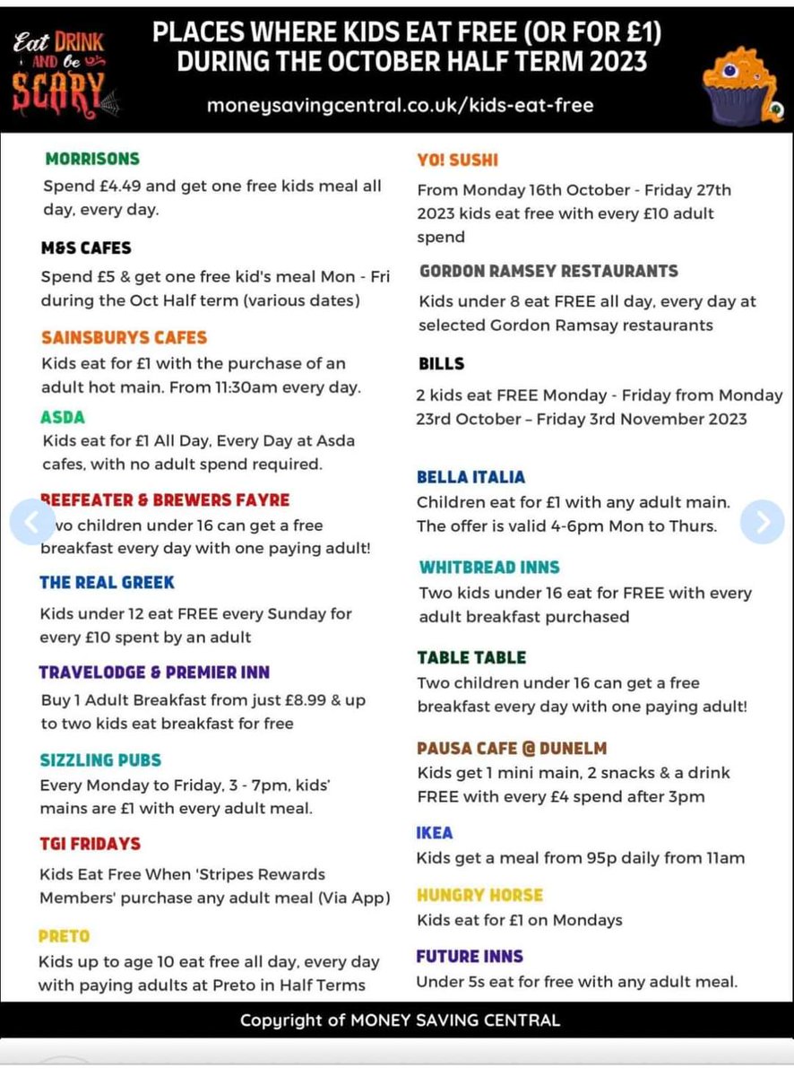 Kids eat free in the holidays