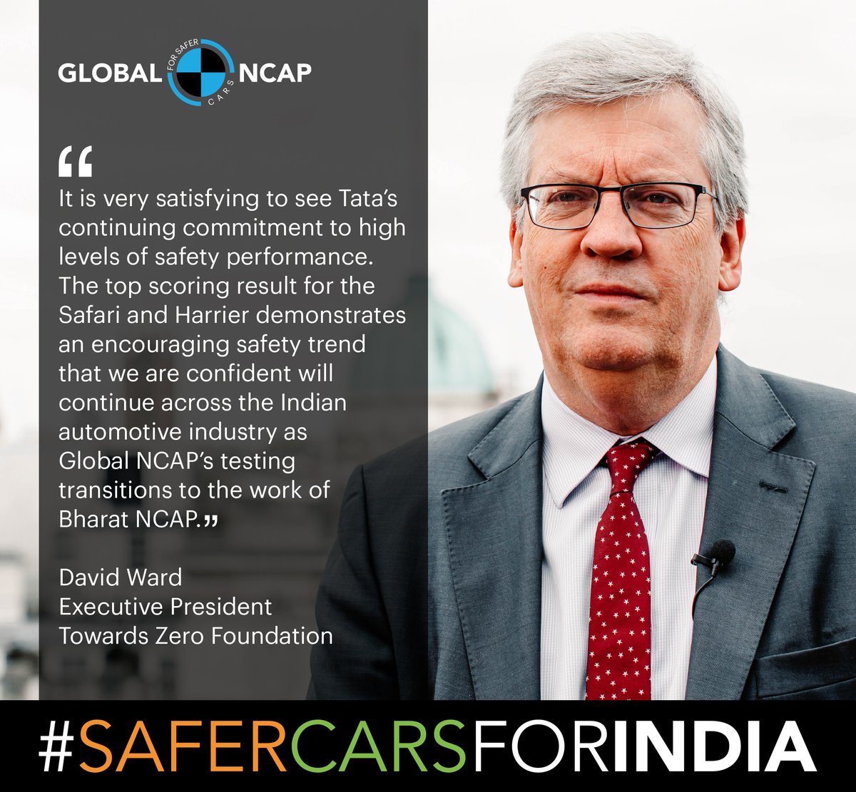 “It’s very satisfying to see Tata’s continuing commitment to high levels of safety. The top scoring result demonstrates an encouraging safety trend that we’re confident will continue as Global NCAP’s testing transitions to the work of Bharat NCAP.” @DavidDjward @TowardsZeroFdn.
