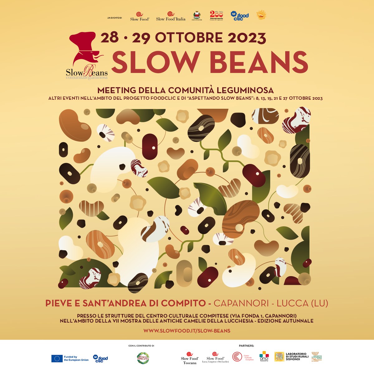 VetrinaToscana's tweet photo. 🫘 Torna #SlowBeans, l’evento della comunità leguminosa di @SlowFoodItaly. Il 28 e 29 ottobre a #Capannori, in provincia di Lucca, vi danno appuntamento i produttori di legumi da tutta Italia e dal resto dell’Europa.

👉Scopri il programma completo: https://t.co/KUOtAnVZS8 https://t.co/2s6tbLwGBy