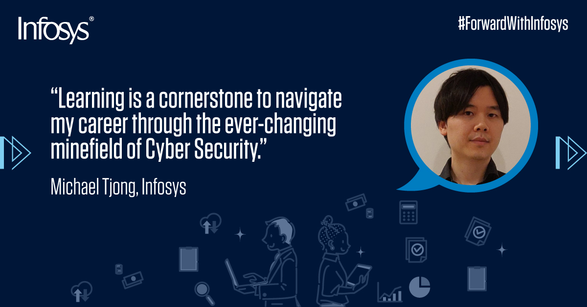 Infosys's tweet image. In the dynamic realm of #cybersecurity, learning has been the key to success for Michael. Join him on a journey of continuous growth &amp;amp; knowledge to safeguard our digital world. Accelerate your career with Infosys &amp;amp; #NavigateYourNext. infy.com/3QjJqeM #ThisIsInfosys
