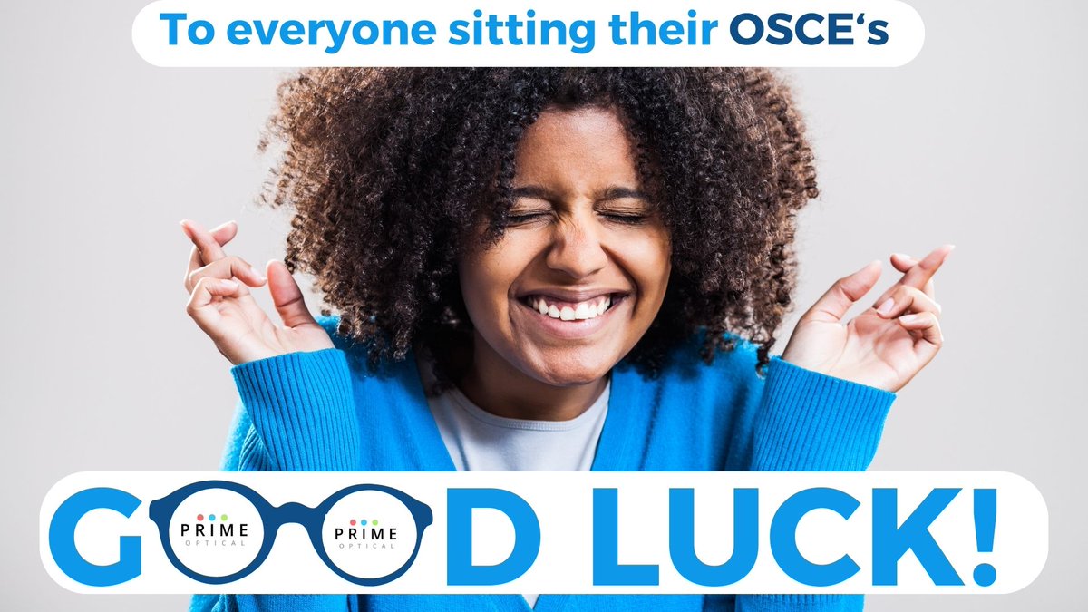 PrimeOpticalRec's tweet image. Wishing good luck to everyone sitting their OSCE exams over the coming weeks. 🍀👍🏽

#GoodLuck #OSCE #OSCEExam #OptometryExam #Optometry #Optometrist