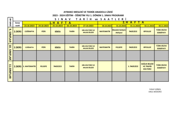 2023-2024 Eğitim öğretim yılı l. Dönem l. Yazılı sınav tarihlerimiz. Öğrencilerimize başarılar diliyoruz. 
<a href="/cankayailcemem/">Çankaya İlçe Millî Eğitim Müdürlüğü</a>