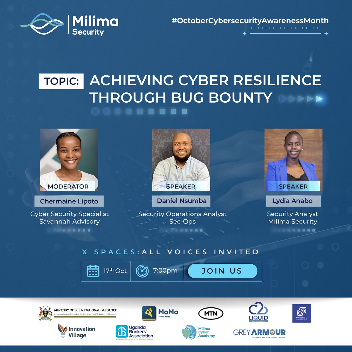 CyberMilima's tweet photo. 🛡️🌐 Discover the power of Bug Bounties in enhancing Cyber Resilience! 

Join our Twitter Space today at 7:00 pm and gain insights from industry experts on securing your digital assets. Let's build a safer online world together.
To join, tap the link below!
https://t.co/TQmu9b3aDy

 #BugBountyCyberResilience