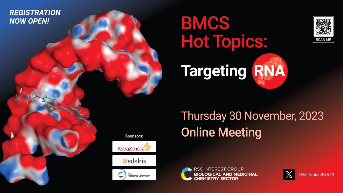 RSC_BMCS's tweet photo. Registration for BMCS Hot Topics 2023 closes 29th November, don't miss out ❗
Click here to register now! 👉 https://t.co/xCJUEs2Bde
#BMCS #HotTopics #TargetingRNA #HotTopicsRNA23 https://t.co/gpP3mzoz9i