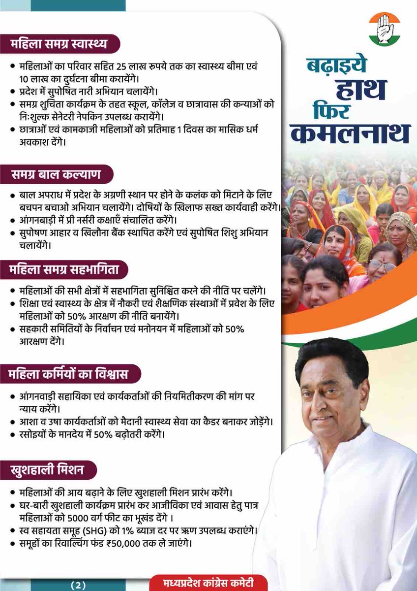 sandeepiyc13's tweet photo. मध्यप्रदेश कांग्रेस का महिलाओं को वचन…

“बढ़ाइये हाथ, फिर कमलनाथ”
@OfficeOfKNath @INCMP https://t.co/Janj9D7UkW