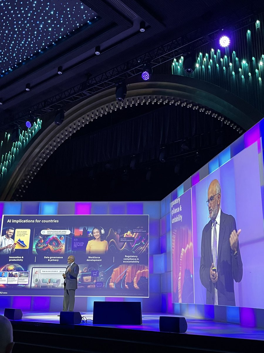 Adobe CEO Shantanu Narayen speaking at Silicon Mountains conference in Yerevan, Armenia “AI won’t replace humans but humans using AI may replace other humans” $adbe