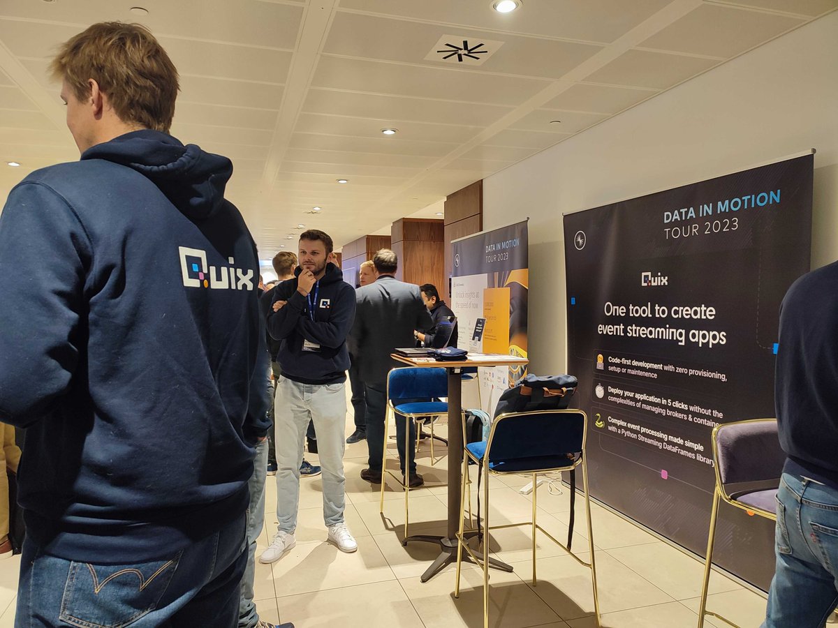 Quix_io's tweet photo. We're at @Confluentinc #DataInMotionTour in London today! Stop by and talk #EventStreaming with us. https://t.co/gXCV87ecOo