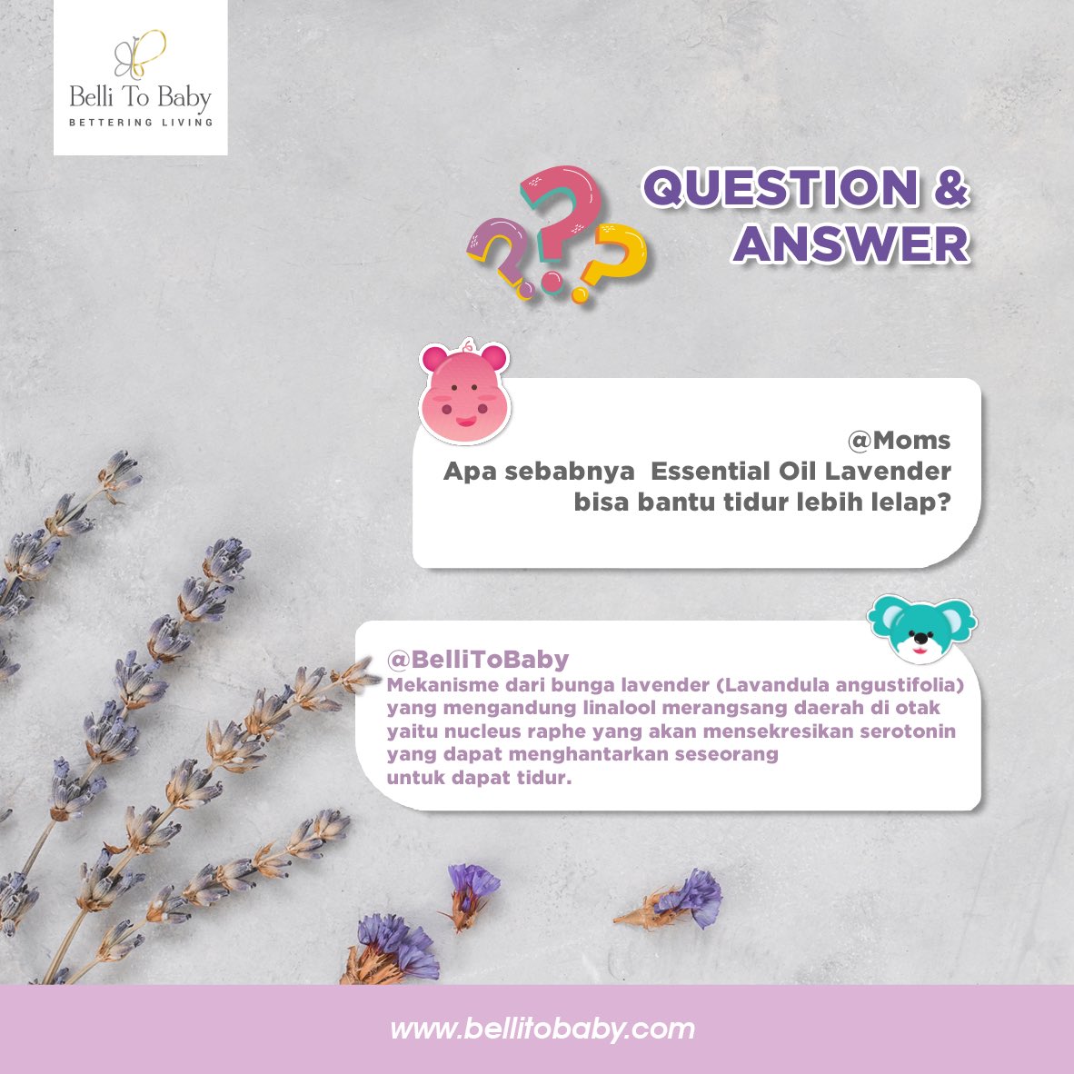 BelliToBaby_ID's tweet photo. Pernah merasakan moms kalau menggunakan Essential Oil Lavender tuh tidur bisa jadi lebih tenang dan nyenyak? Ternyata ada sebab ilmiahnya moms, dan pastinya aman digunakan sehari-hari 🤗❤️ https://t.co/t6JvUQNVxP