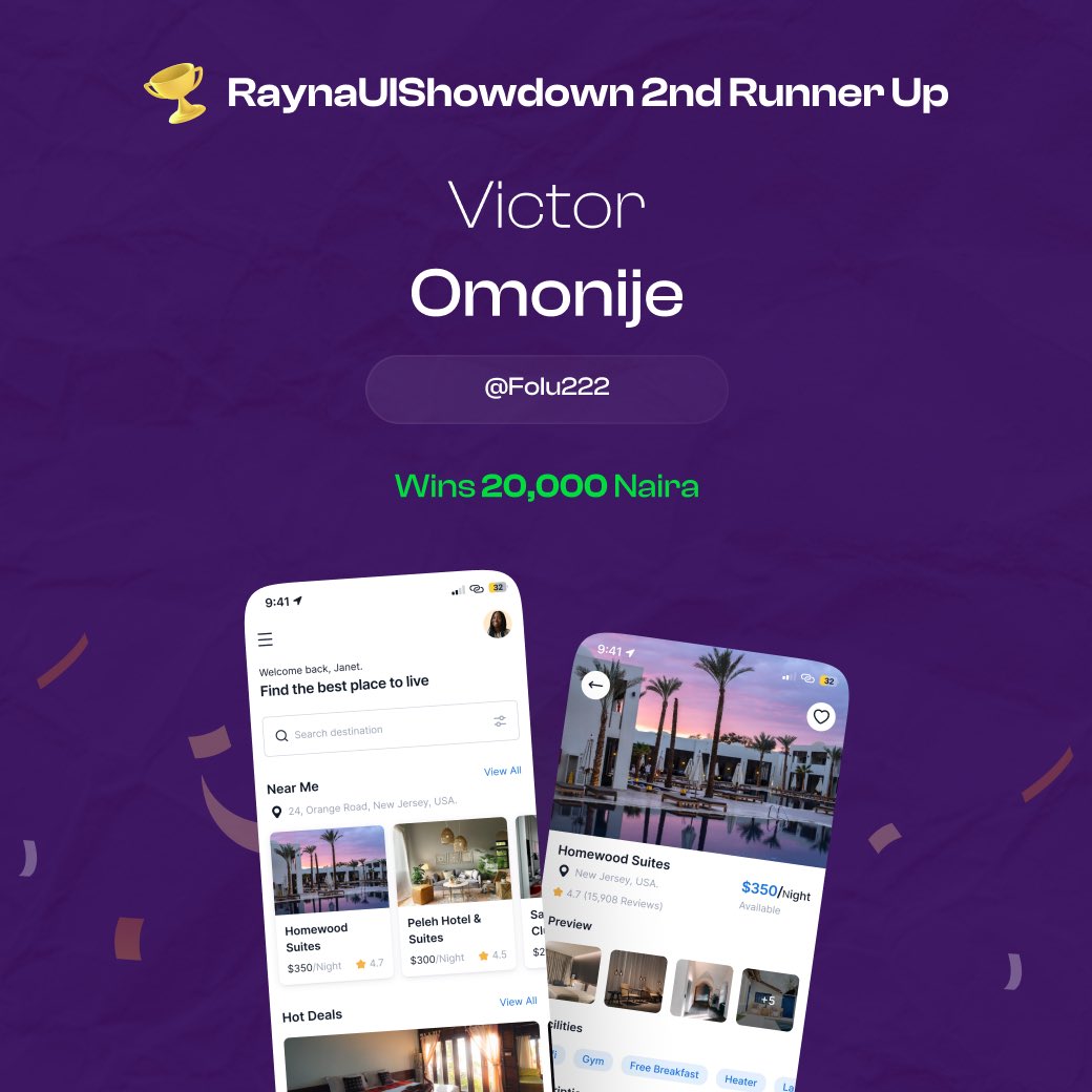 🎉Congratulations Victor @Folu222 you are the 2nd runner up of the #RaynaUIShowdown 

We at Design Clan are very proud of your design skills and attention to detail, you have made the clan proud.

Please do drop your account number in the comment section to receive your prize.