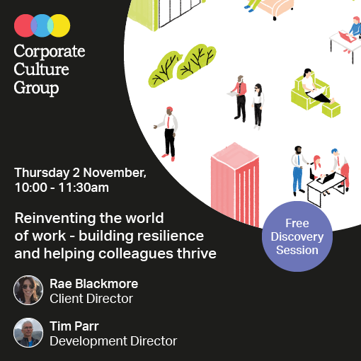 CCLtd's tweet photo. The way we work has changed for ever. The rule-book for culture, engagement and communications has been ripped up.

Join Rae Blackmore and Tim Parr to learn how to build resilience and help colleagues thrive.

Register your interest: https://t.co/4cioBmJBin https://t.co/Xi3CxYMSUa