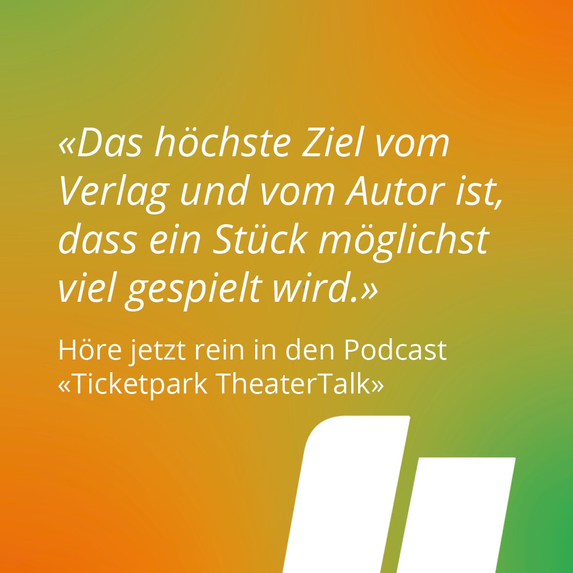 Die neuste Folge des «Ticketpark TheaterTalk» beleuchtet das spannende Theater-Verlagswesen. Mit
Etienne Meuwly (teaterverlag elgg) und Enrico Maurer (Breuninger Verlag)
Höre jetzt rein: ticketpark.ch/theatertalk

#Ticketpark #TheaterTalk #Podcast #TicketingbyTicketpark