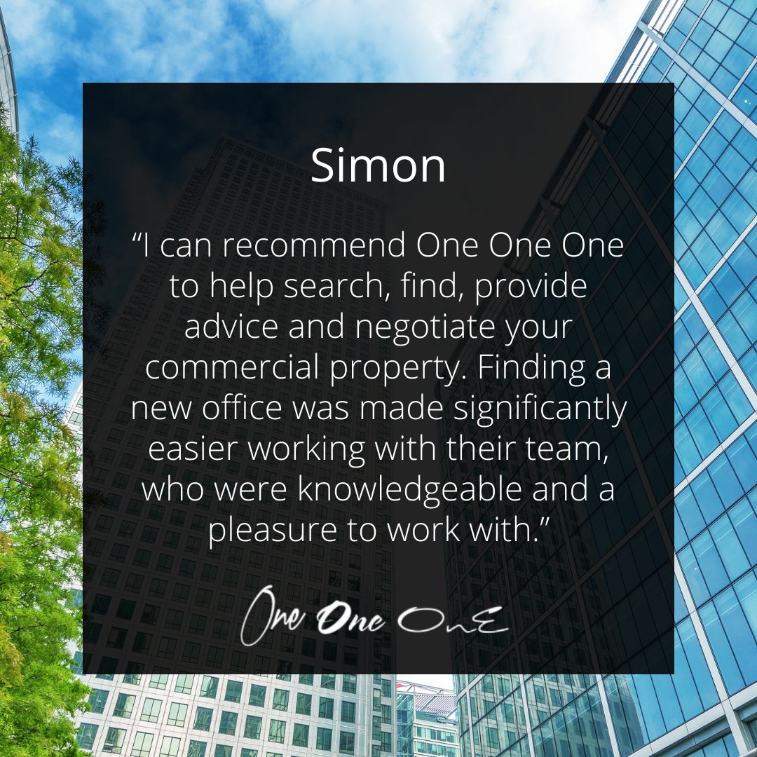 Let One One One take the hassle out of your search! Expert advice, unbeatable deals, and a team that's a pleasure to work with. Discover why our clients trust us.

Get in touch with us: brnw.ch/21wDAk0

#EveryLondonOffice #commercialproperty #officesearch #Londonoffices