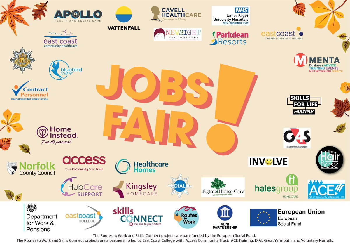 INTRODUCING OUR EMPLOYERS!

Get a sneak peak at our employers who will be joining us at the Seasonal Jobs Fair next week.

See any that peak your interest? Don't forget to bring your CV!

#jobsfair #lowestoft #events #suffolk #norfolk