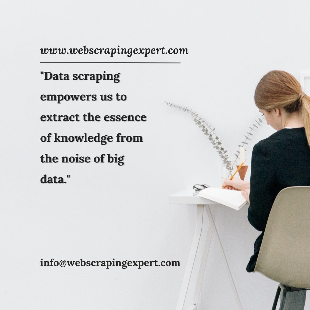 webscrapingexpe's tweet image. 🕵️♀️ Engage in effortless #WebsiteDataScraping to extract valuable insights 📊. #Python and BeautifulSoup make it simple! 🕸️ Automate your data collection with ease. 📦📈 #DataMining #WebScraping #DataAnalytics
webscrapingexpert.com
info@webscrapingexpert.com