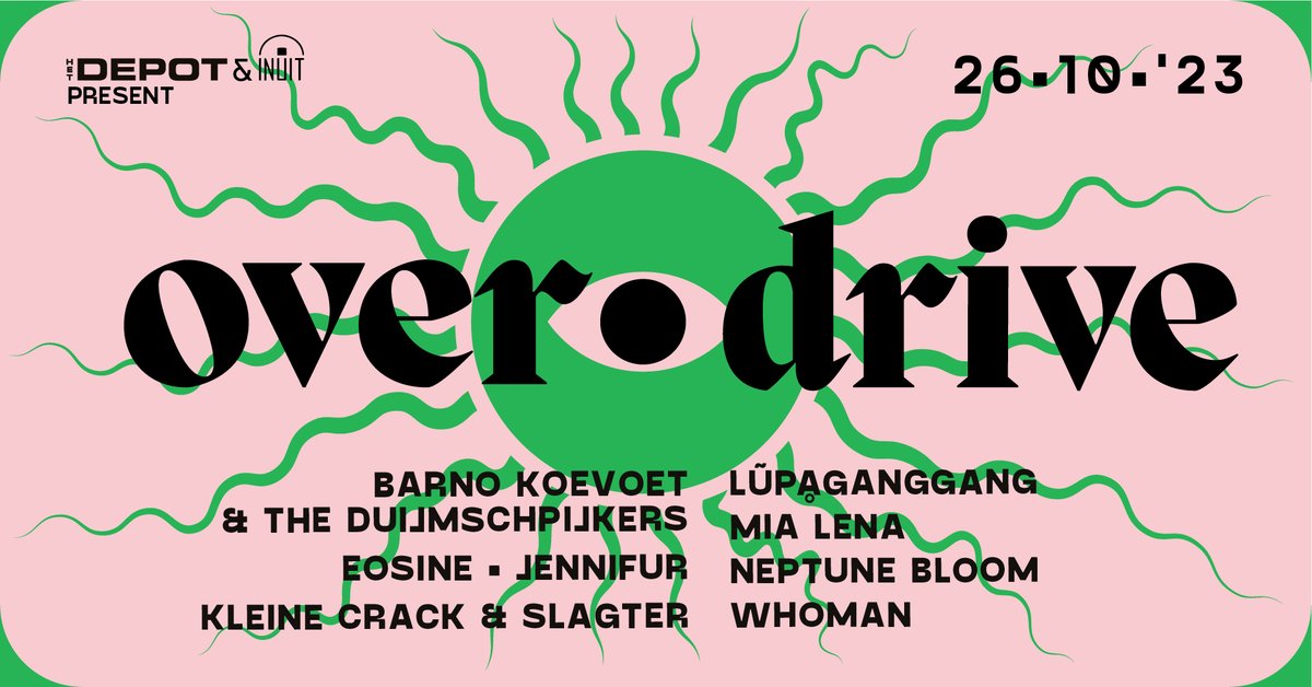 #REMINDER - OVERDRIVE op 26.10.2023 overdrive is eendaags indoorfestival van Het Depot en INUIT. 26 oktober is dé moment om de drie (!) podia van Het Depot te zien barsten van uitsluitend Belgisch talent. → Ontdek de volledige line-up via tinyurl.com/overdrivehdpiu