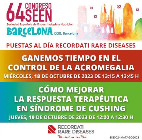 RecordatiRareES's tweet photo. #AGENDA | Desde mañana @sociedadSEEN reúne a profesionales de #Endocrinología y #Nutrición en el 64 #Congreso #SEEN23
📅 18-20 octubre
📍 @CCIB_Forum
#RRD patrocina dos PUESTAS AL DÍA sobre #acromegalia y #SíndromeDeCushing
Sólo profesionales sanitarios https://t.co/bZuZRQNIoK https://t.co/Z8SLalzMVD