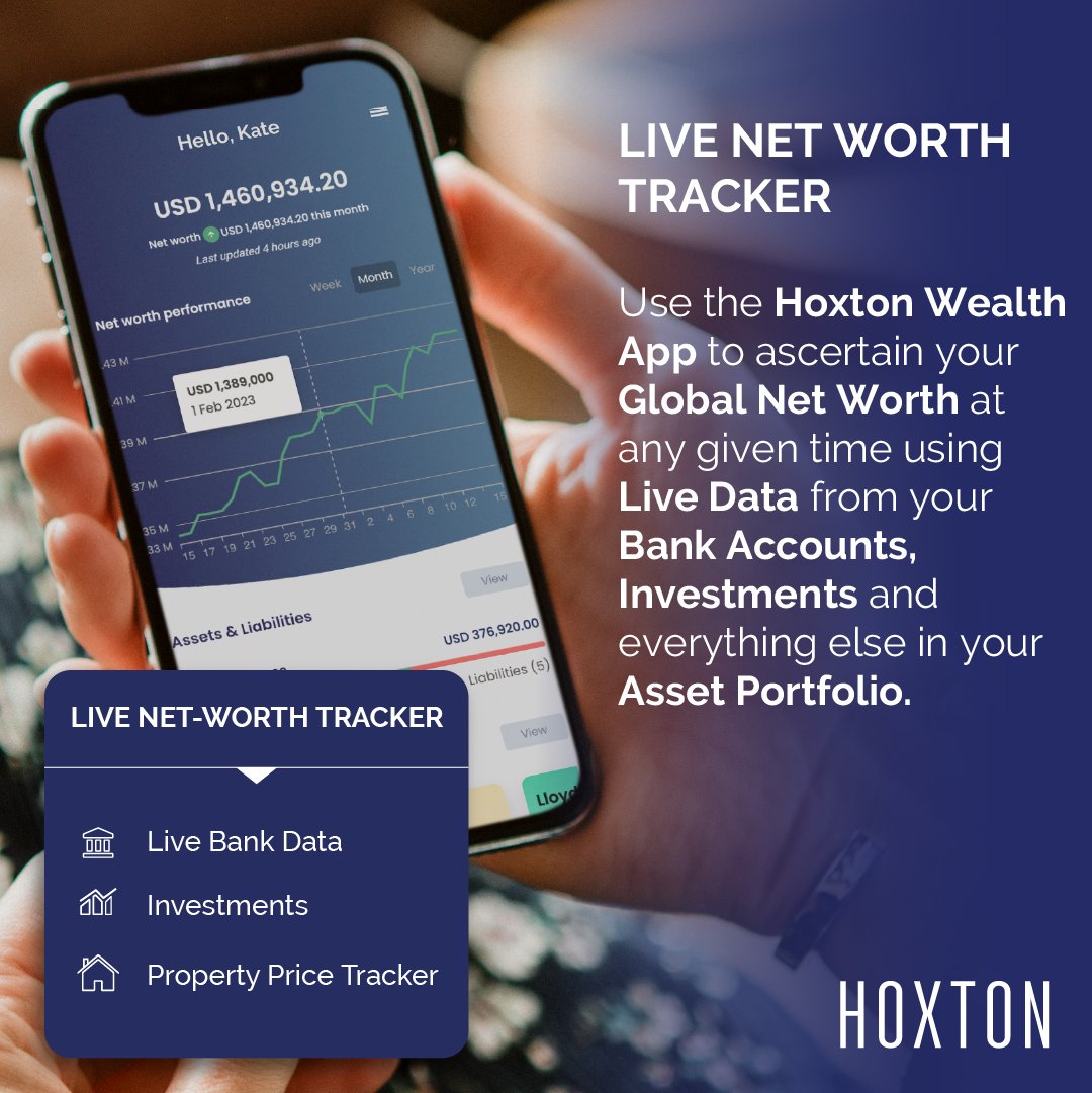 Calculate your wealth in real-time with the Hoxton app. 💰

Link: hoxtoncapital.com/hoxton-app/

#NetWorthTracker #finance #thehoxtonapp