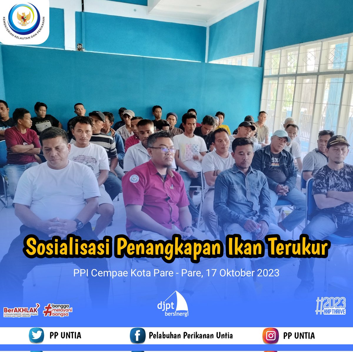 ppuntia's tweet photo. #Sahabatbahari
Giat hari ini, Selasa 17 Oktober 2023 Sosialisasi PIT dan Evaluasi Mandiri serta Gerai Migrasi secara mandiri di PPI Cempae kota Pare - Pare..dihadiri oleh Pemilik Kapal, Penyuluh Perikanan dan Petugas Syahbandar.

#KKPGOID
#KkpThrive
#BanggaMelayaniBangsa https://t.co/EYuVvXCEyu