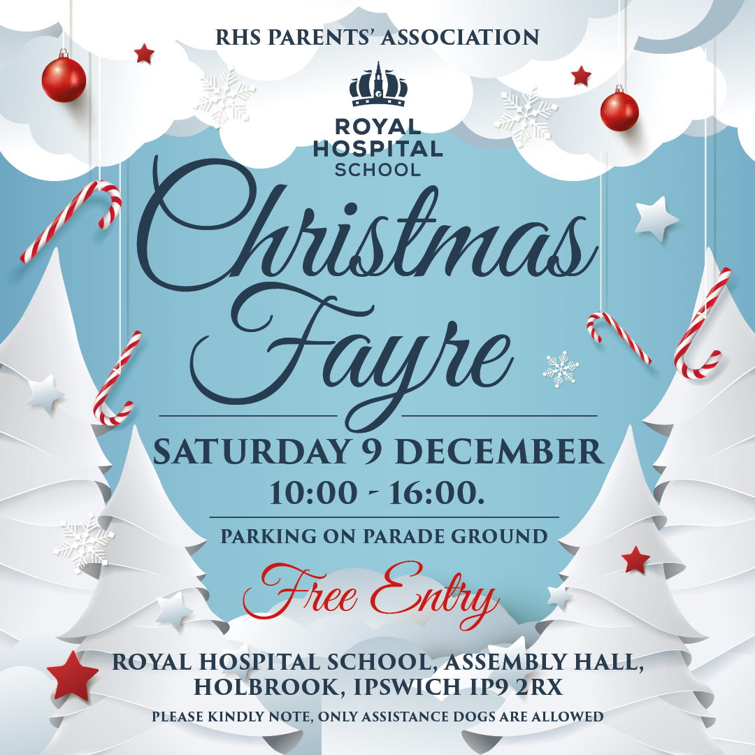 SAVE THE DATE!  

The countdown until the The RHS Parents' Association Christmas Fayre has begun. It promises to be a fantastic event and the perfect opportunity to get some Christmas shopping done!  
 
#PartofRHS #ChristmasFayre