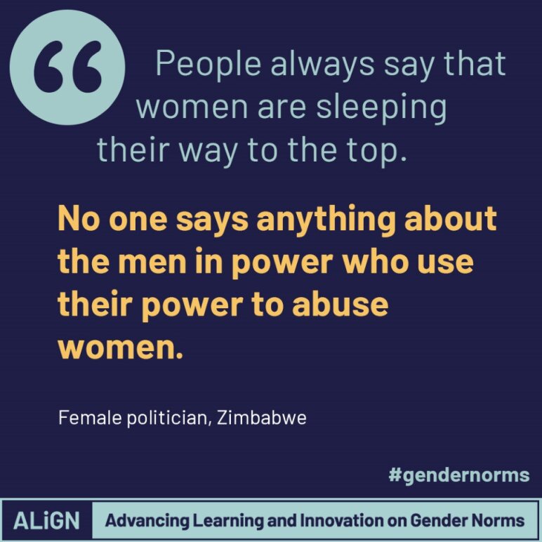 Violence against women in politics includes: ➡️sexualised attacks ➡️body shaming ➡️attacks for failing in duties as mothers ➡️ageism ➡️account hacking. Find out more in interviews & analysis from our grantee reseach in #Zimbabwe: alignplatform.org/resources/wome… #gendernorms