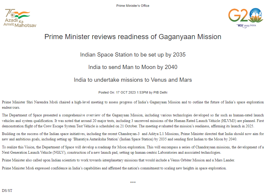 🚨It's official, there will be 3 unmanned missions before the manned #Gaganyaan mission by 2025.

1️⃣Indian Space Station to be set up by 2035🛰️
2️⃣India to send Man👨🏻‍🚀 to Moon by 2040🌔
3️⃣India to undertake missions to Venus and Mars

#GaganyaanMission #SpaceStation #IndiaOnTheMoon