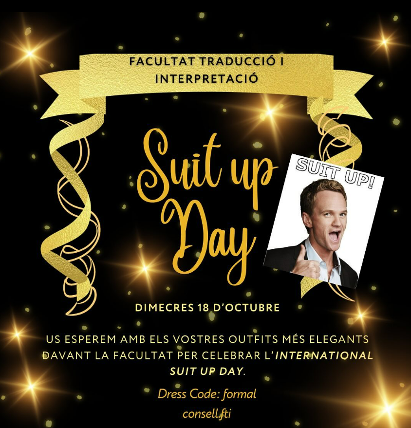 FTIUAB's tweet photo. Bon dia,
🚨Recordeu que demà dimecres 18 és el Suit up Day a la facultat.🚨
Veniu amb els outfits més elegants👚🎀 que tingueu, ja que disposem de un photocall aquest any i servei de fotografia! 📸📸📸
L'equip docent també hi participa en aquesta activitat. 
Fins dimecres! https://t.co/OPqL4kkn91
