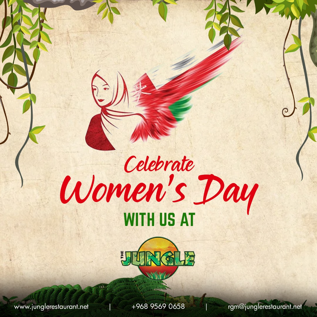 TheJungleMuscat's tweet photo. Happy Women's Day, Oman! 🌹

Today, we celebrate the incredible women of Oman, who have enriched our culture, our families, and our lives. Come, celebrate with us at The Jungle

May the women of Oman continue to shine brightly, like the desert stars that light up our nights. 🌟 https://t.co/pZHc2XFDKf