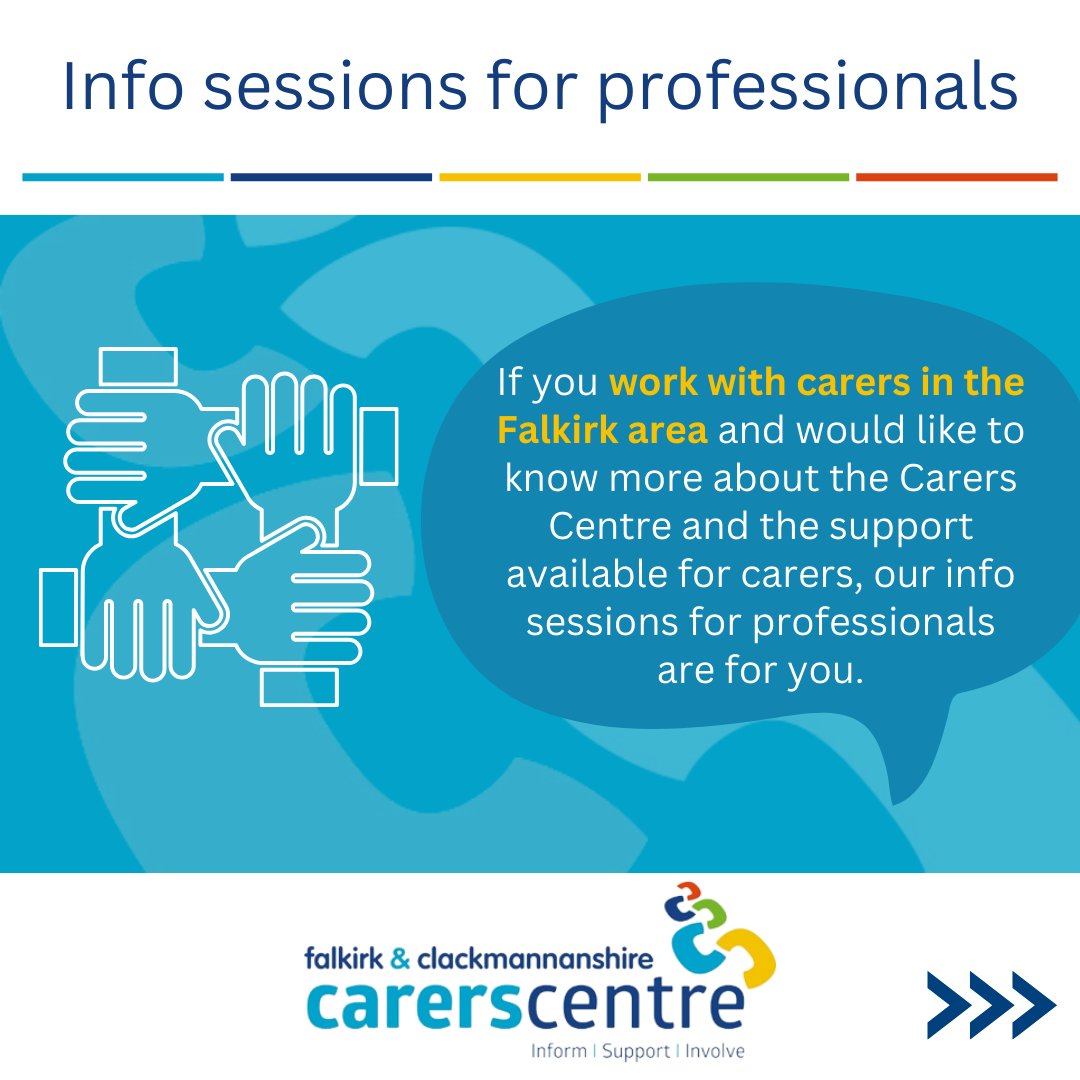 CentralCarers's tweet photo. 📣 We still have spaces for tomorrow afternoon's Information Session for Professionals

🤝 Come along to find out more about us, and how we can help you to support carers

📍 Falkirk Carers Centre offices or on Zoom
🕑 2 pm to 4.30 pm
✍️ centre@centralcarers.co.uk to book a place https://t.co/yvClzSbdJG