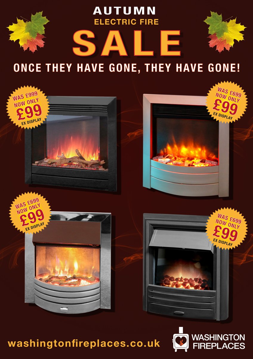 Huge Savings!

Don't miss out on our electric fire sale. Once they have gone, they have gone.

16 Elswick Road
Armstrong Industrial Estate
Washington
Tyne &amp; Wear
NE37 1LH

Monday to Friday – 9:00 to 4:30
Saturday – 10:00 to 4:00
Sunday – 11:00 to 3:00
0191 416 5467