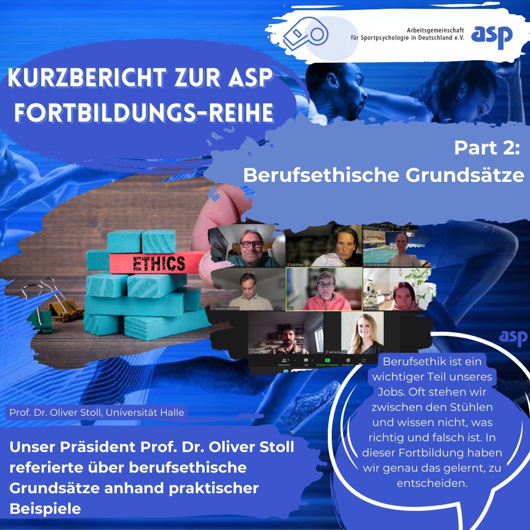 Kurzbericht zur #asp Fortbildung "Berufsethik"

Gestern Abend trafen sich Interessierte im Bereich der #Sportpsychologie, um sich gemeinsam mit unserem Präsidenten Prof. Dr. Oliver Stoll über berufsethische Grundsätze auszutauschen.