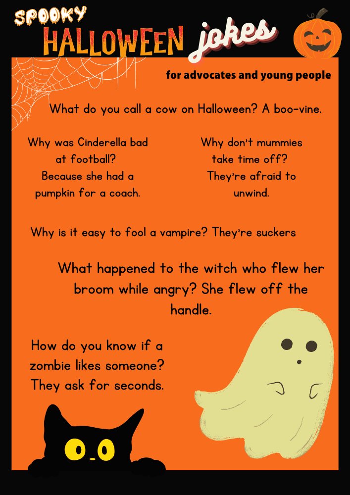 YAP Ireland are getting in the Halloween spirit and what better way than with some spooky jokes. Here's a few of our favourites for advocates and young people to make each other groan with how HORRIFIC they are! 📷
