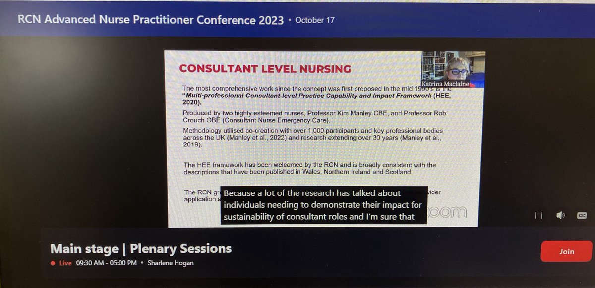 ⁦@KatrinaMaclaine⁩ providing detailed commentary on the transitions between enhanced, advanced, and consultant levels of practice ⁦@theRCN⁩ #ANP23 💻⁦@RCNANPForum⁩ Conference 🗣️