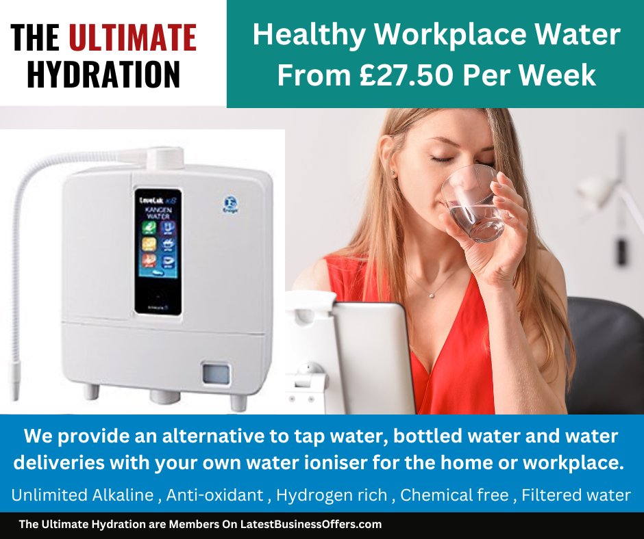 Healthy Workplace Water From £27.50 Per Week | The Ultimate Hydration | Manchester

#sustainablehealth #officewatercoolers #gyms #water #reducesingleuse #alkalinewater #fitness #health #businesses #corporate #offices #manchester