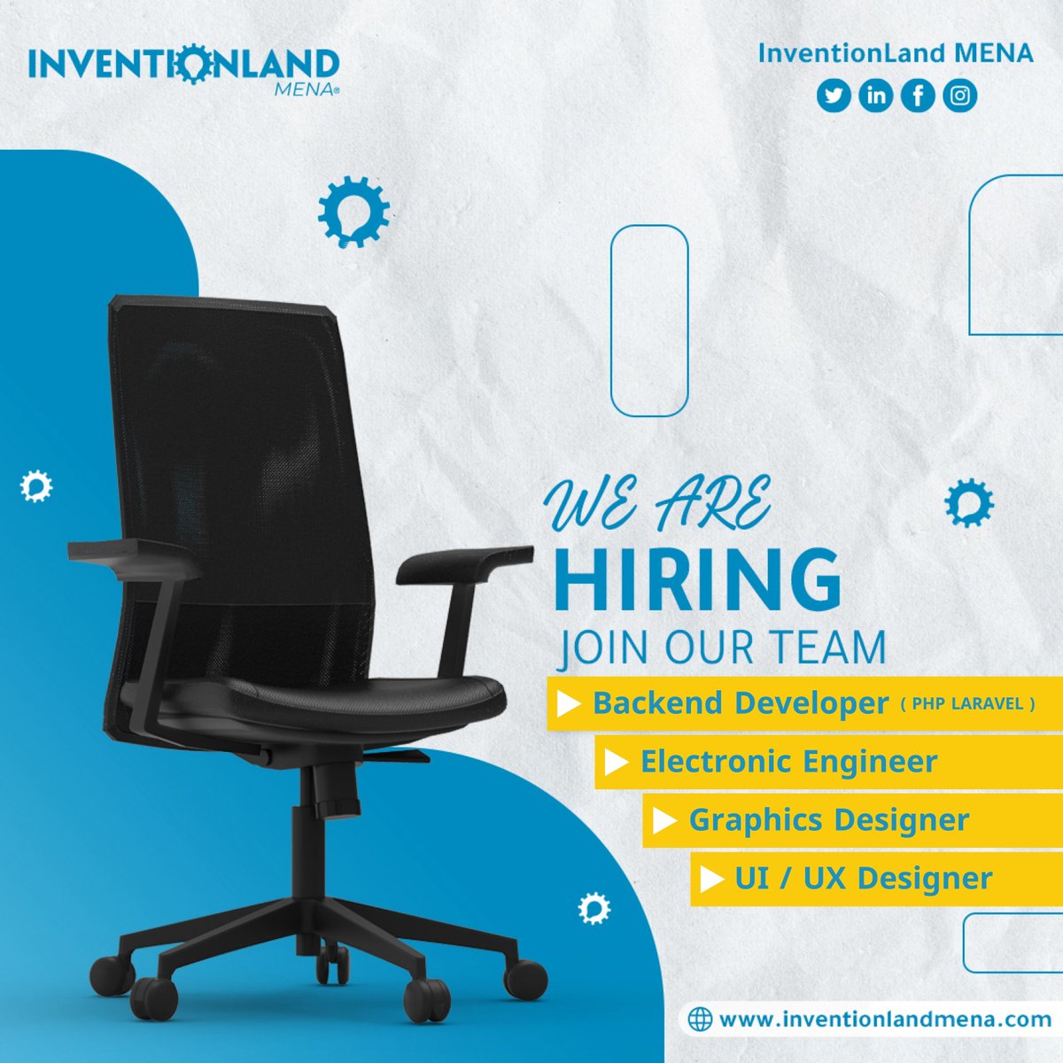 InvLandMENA's tweet photo. We are Hiring !
InventionLand MENA is Looking for:

🔰 Backend Developer (Php Laravel)
🔰 Electronic Engineer
🔰 Graphics Designer
🔰 UI / UX Designer

Join Our Team Now 👇🏽
https://t.co/OVKIdRfbr9 https://t.co/5z95bJojRX