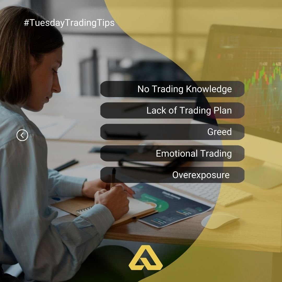 axonmarkets's tweet image. 🚫📉 Avoid these 5 common mistakes as a beginner trader to stay on the path to success!

🚫No Trading Knowledge
🚫Lack of Trading Plan
🚫Greed
🚫Emotional Trading
🚫Overexposure

#TuesdayTradingTips #LearnToTrade #TradingTips #TradingMistakes