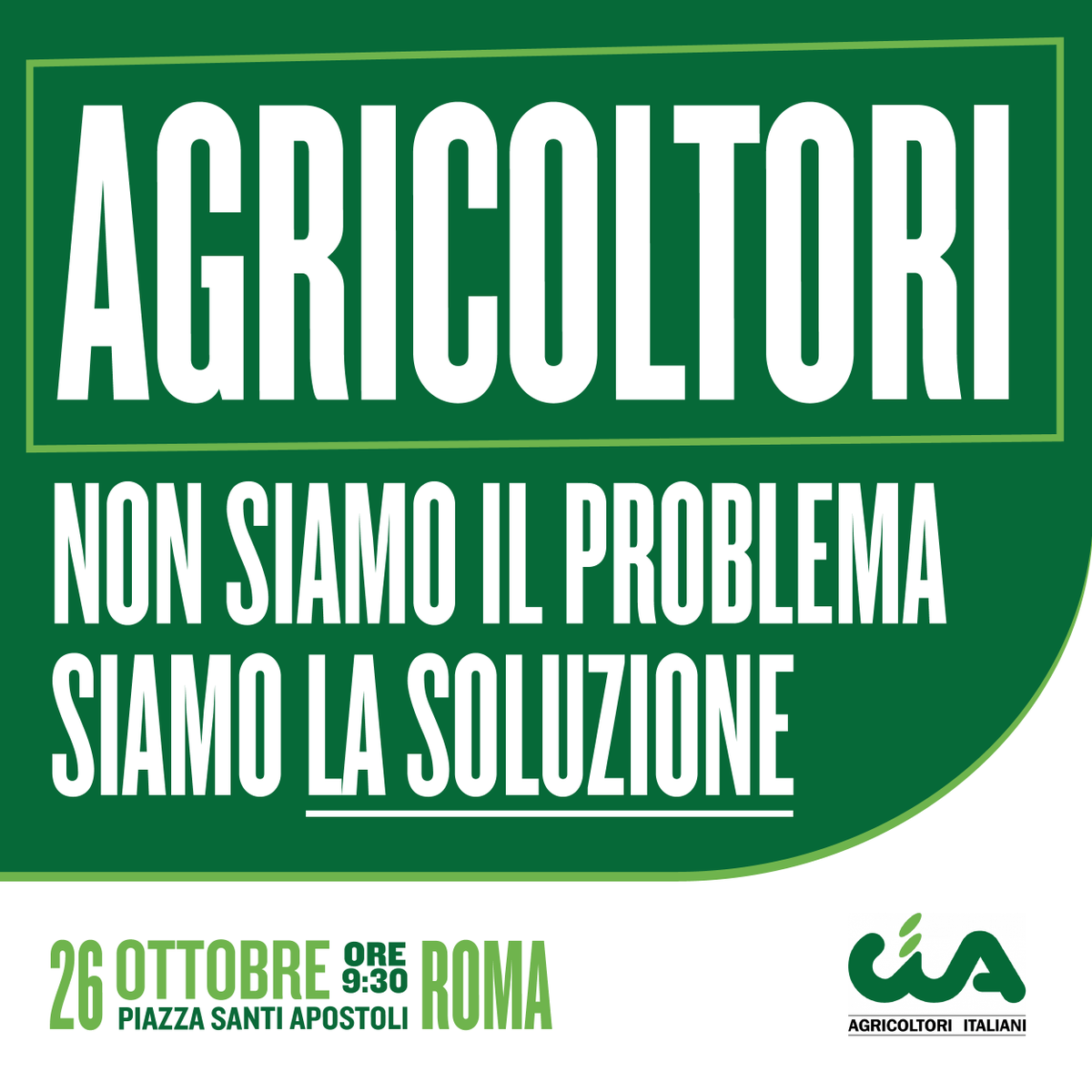Cia_Agricoltura's tweet photo. Gli #agricoltori non sono il problema, sono la soluzione ‼️
#Cia scende in #piazza a #Roma giovedì 26 ottobre anche contro le #fakenews, ribadendo il ruolo primario del settore per l'economia, l'ambiente e la società 🧑‍🌾🍃
Leggi di più➡️ https://t.co/GL7ZUft3bd https://t.co/Wftl3fESlx