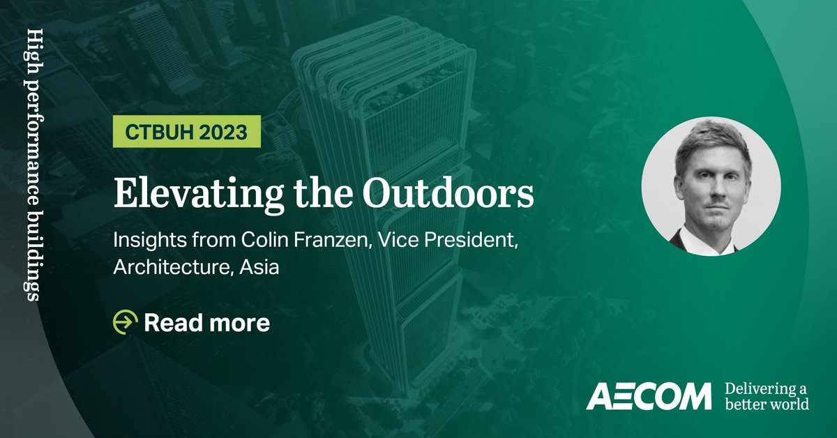Earlier we heard insights on Elevating the Outdoors from our #architecure lead for Asia, Colin Franzen at this year’s <a href="/CTBUH/">CTBUH</a> conference. Colin dives into innovative high-rise projects that seek to blend greenery with cityscapes.

Read more: publications.aecom.com/social-infrast…
